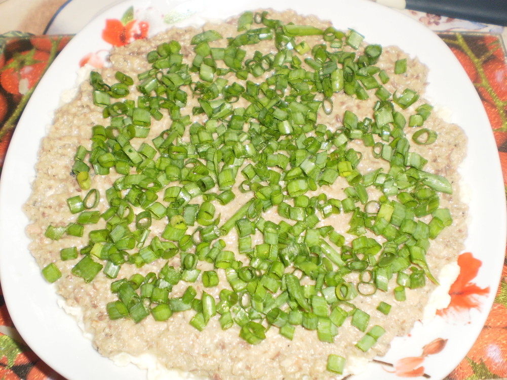 фото салат мимоза с зеленым луком приготовление 