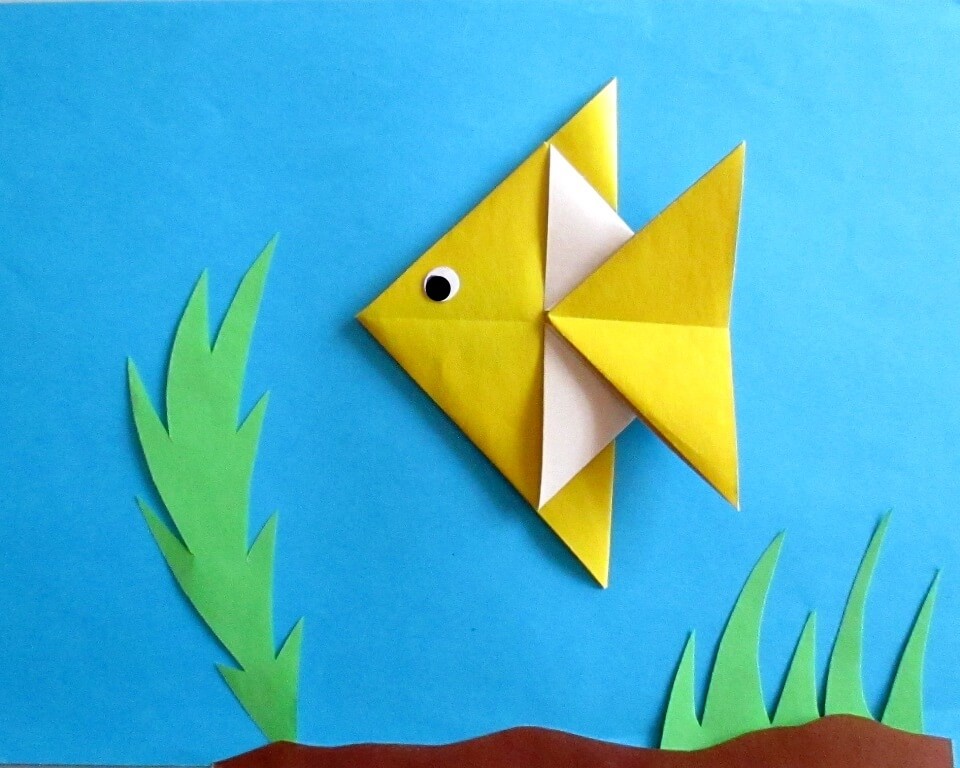 рыбка из цветной бумаги, фото